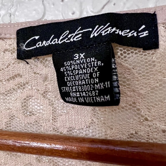 Candelite Womens Cream Lace Sequin Cardigan Sheer Long Sleeve Open Front Top - Picture 4 of 6